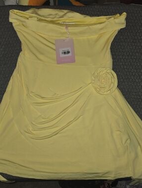 Hello Molly Buttercup Yellow Dress with Rosette Detail